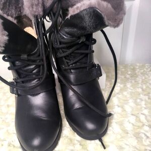 Women's UGG waterproof Black Fur-Lined Boots